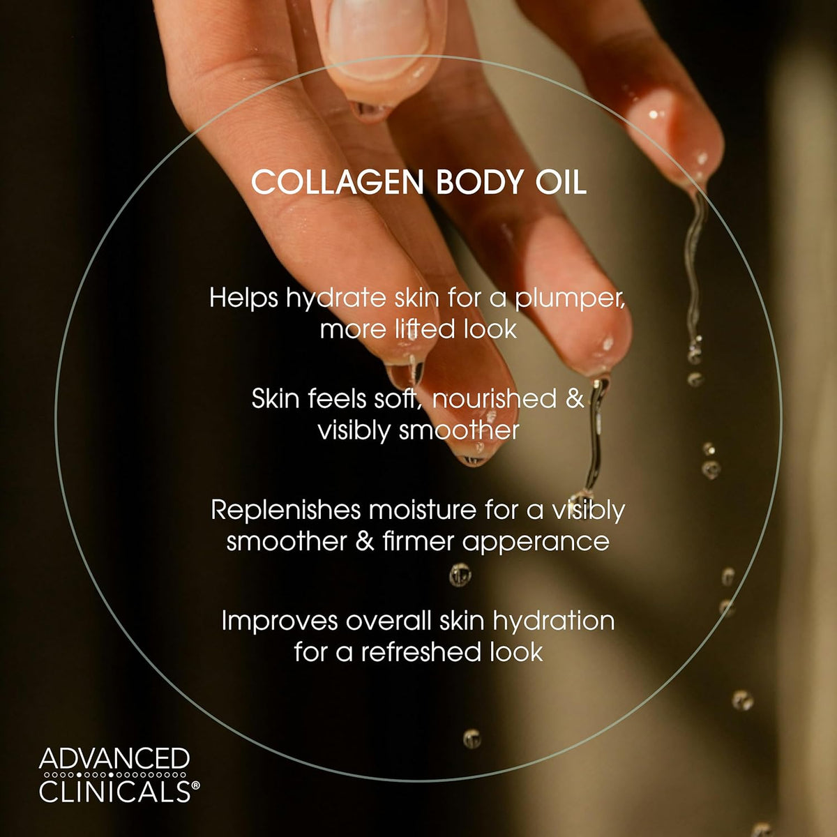 Advanced Clinicals Hydrating Collagen Oil For Body & After Shower | Visible Anti Aging Skincare