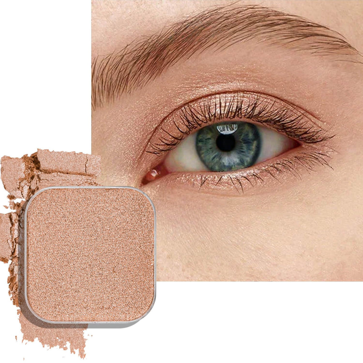 Magnetic Single Shimmer Champagne Eyeshadow with Metal Pan, Pressed Powder Eyeshadow Refill Pan