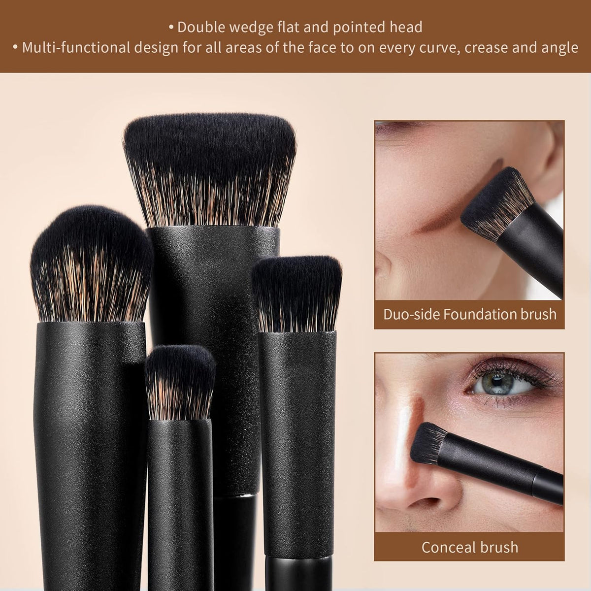 Makeup Brushes Set Jessup Make up Brushes 14Pcs Black Kabuki Foundation Eyeshadow Contour Concealer