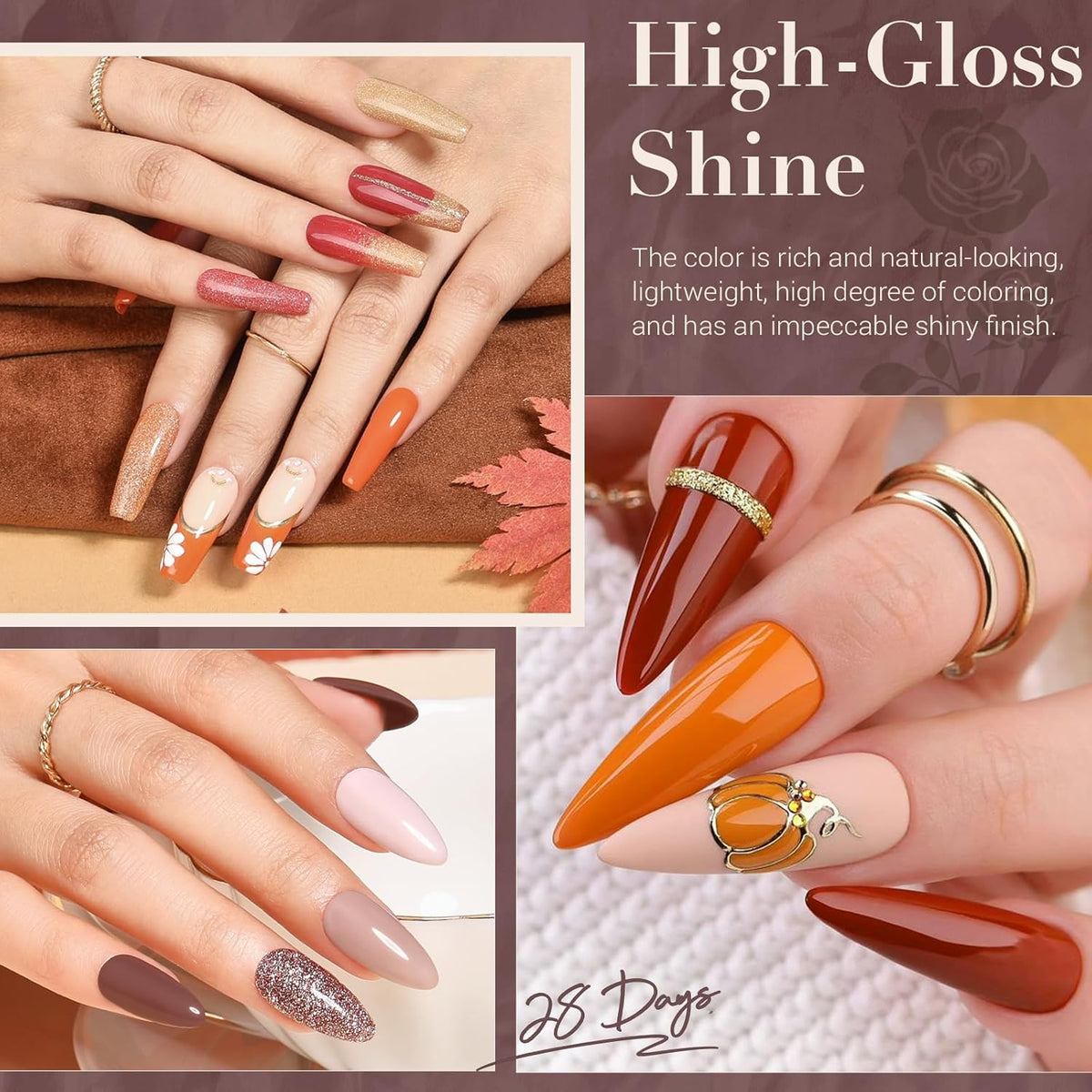 AZUREBEAUTY Fall Dip Powder Nail Kit 20 Colors Glitter Nude Black Grey Winter 31 Pcs Dip Powder