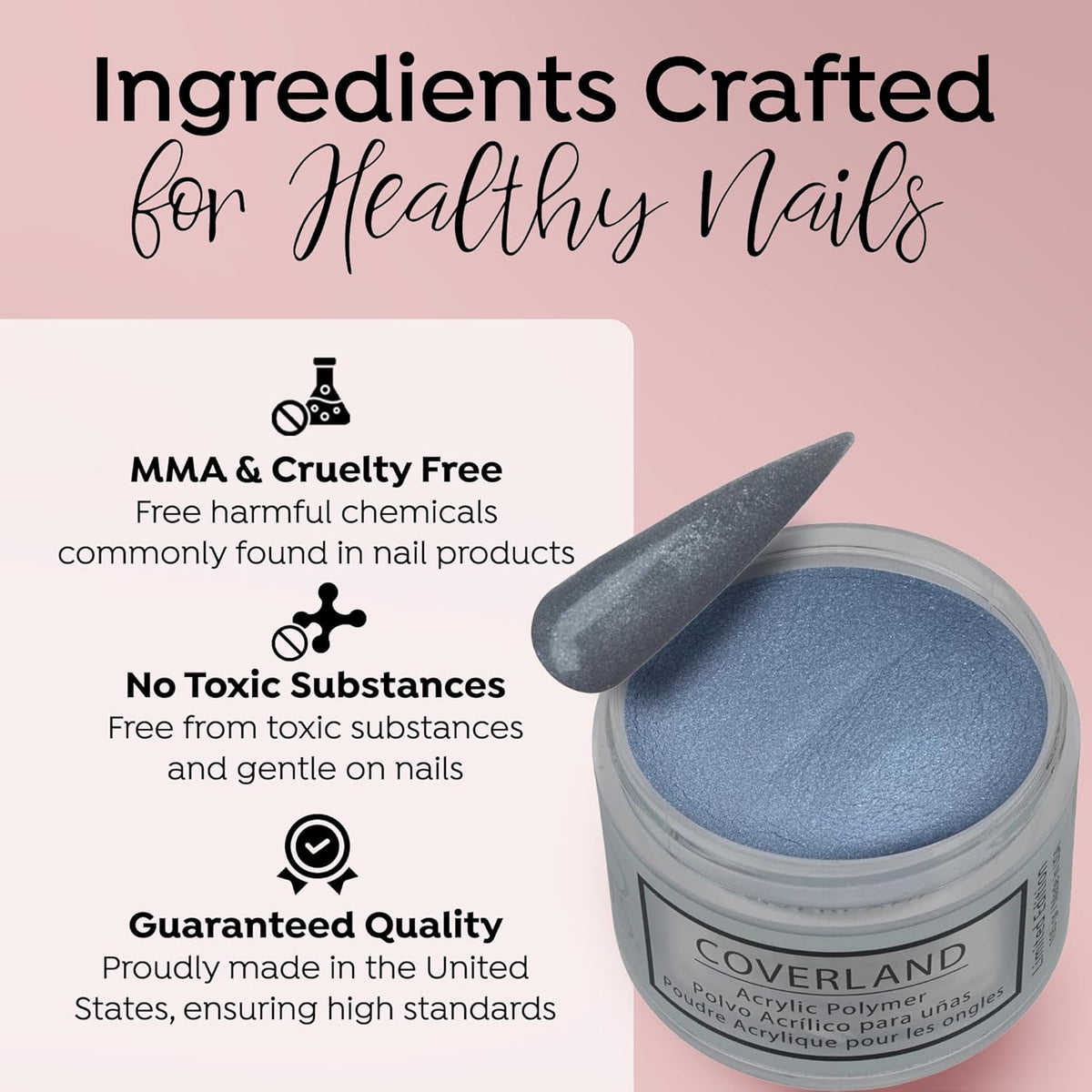 Tones Coverland Acrylic Nail Powder "Melted Metals" - Limited Edition Acrylic Powder for Nail
