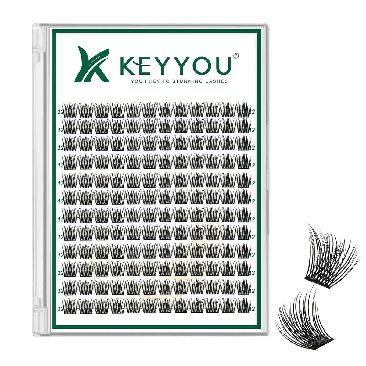 Lash Clusters 144pcs Individual Lashes D Curl 12mm Eyelash Clusters KEYYOU Air Touch Cluster Lashes