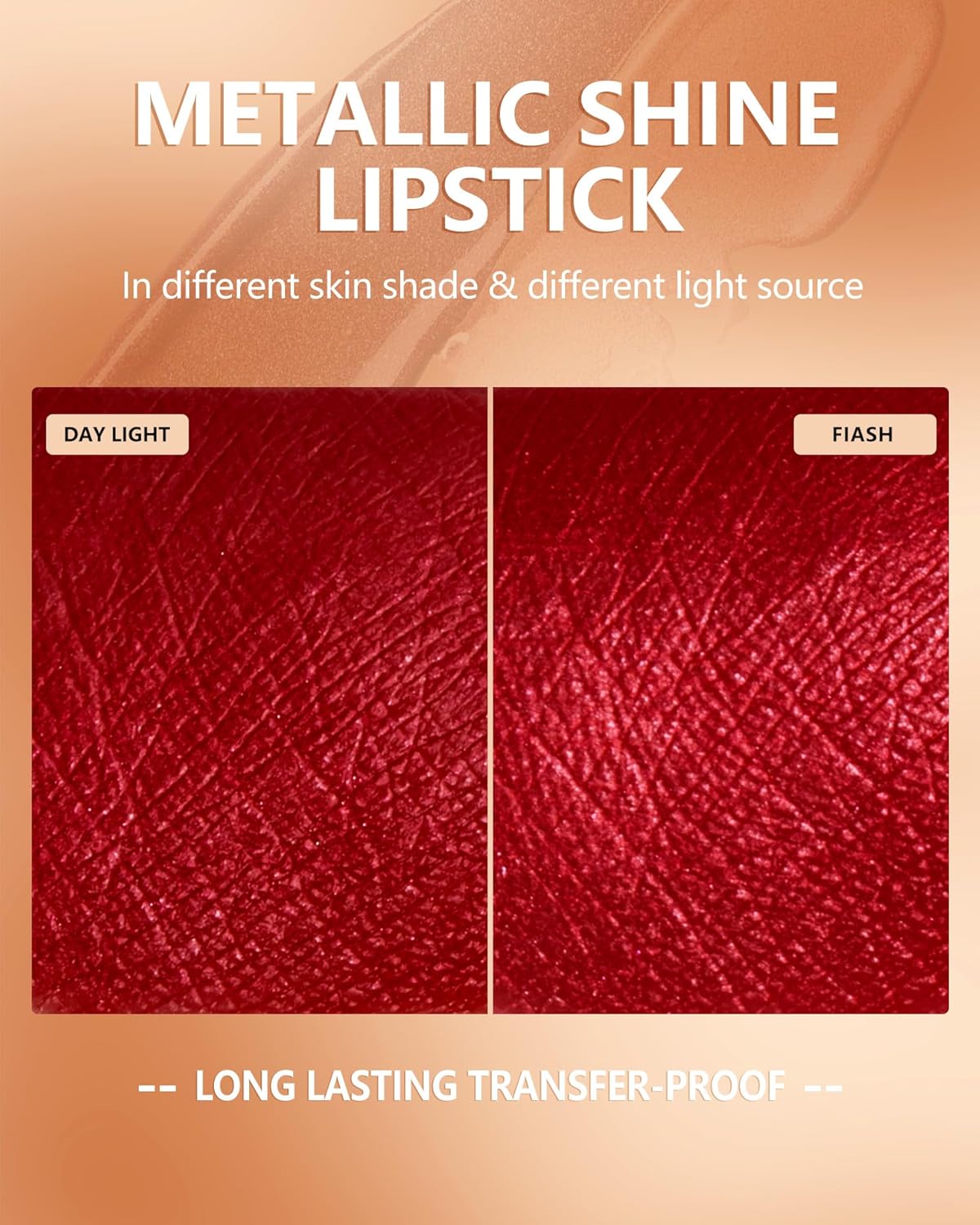 MAKI YIKA Red Lipstick for Women Metallic Lipsticks Glitter Long Lasting Lipstick No Smudge No