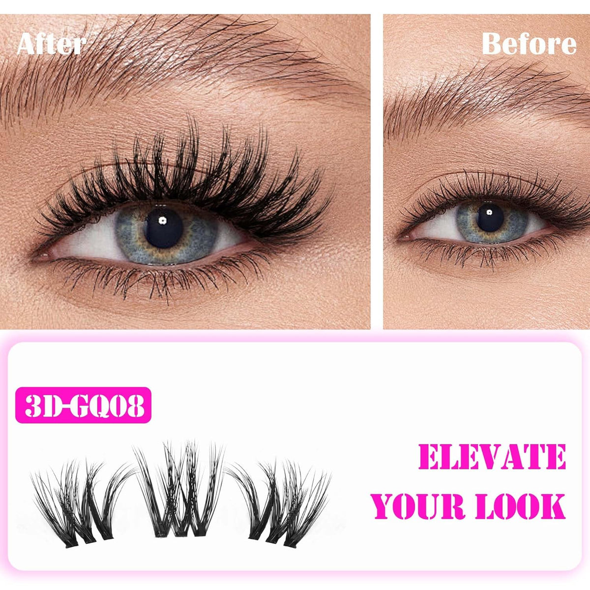 GAQQI Lash Clusters, Cluster Eyelash Extensions 110 Cluster Lashes, Wispy Volume Eyelash Clusters
