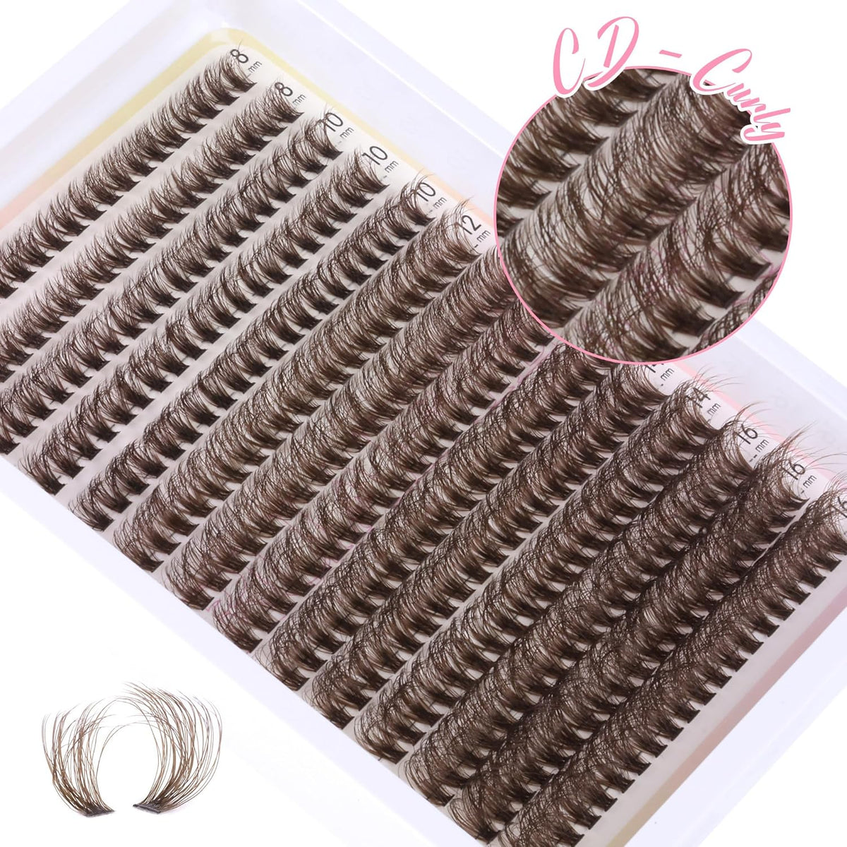 Brown Lash Clusters Eyelash Extensions 280pcs Volume Eyelash Clusters Lash Extensions 8-16MM