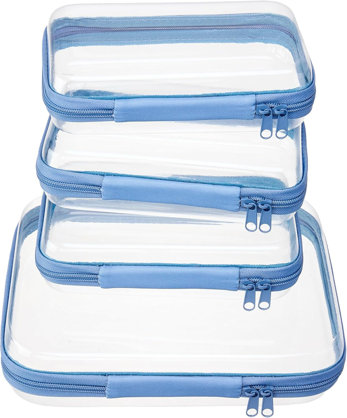 4 pcs Clear Zipper Pouches,Hard Shell Zipper Case, Toiletry Bag for Travel, CLear Diaper Bag