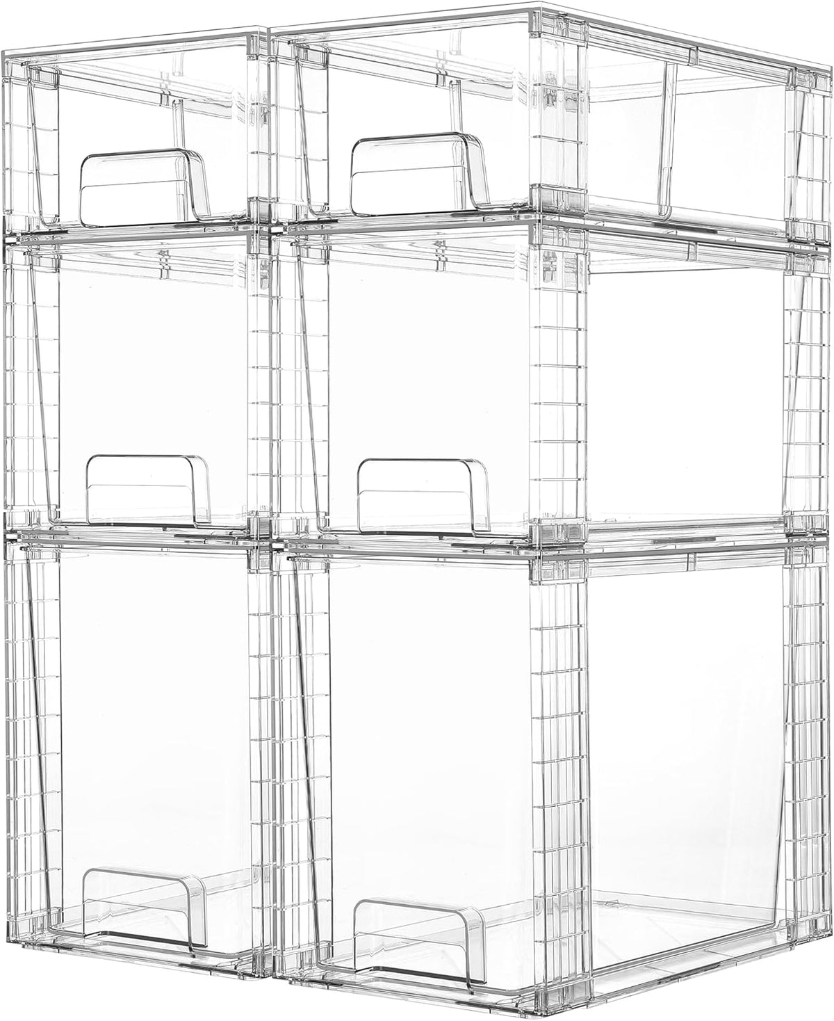 Vtopmart 6 Pack Clear Stackable Storage Drawers,Easy to Assemble Bathroom Organizers and Storage