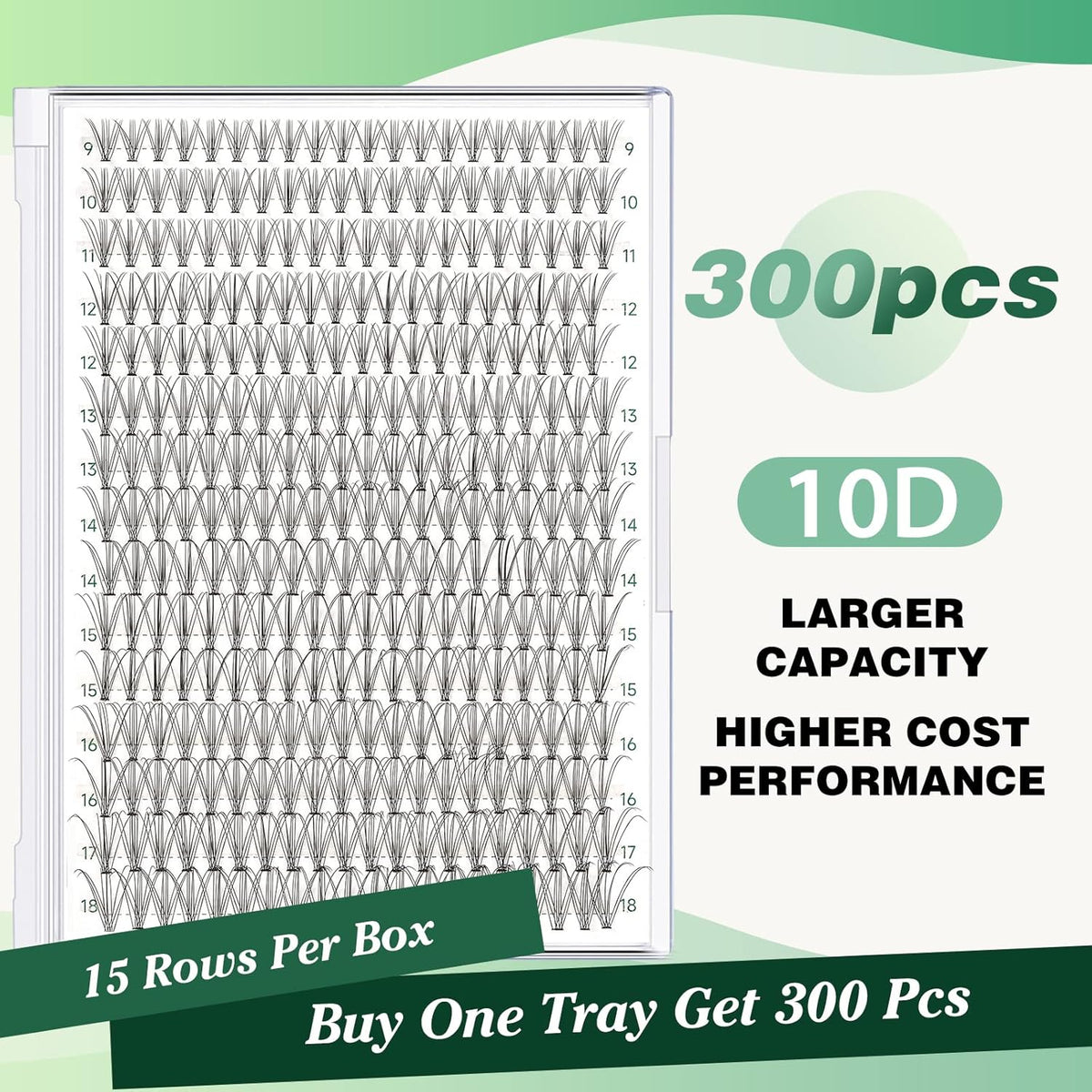 Lash Clusters 300Pcs Individual Lashes 10D 0.1D Curl 9-18MMIX Lash Extensions Clusters Lashes