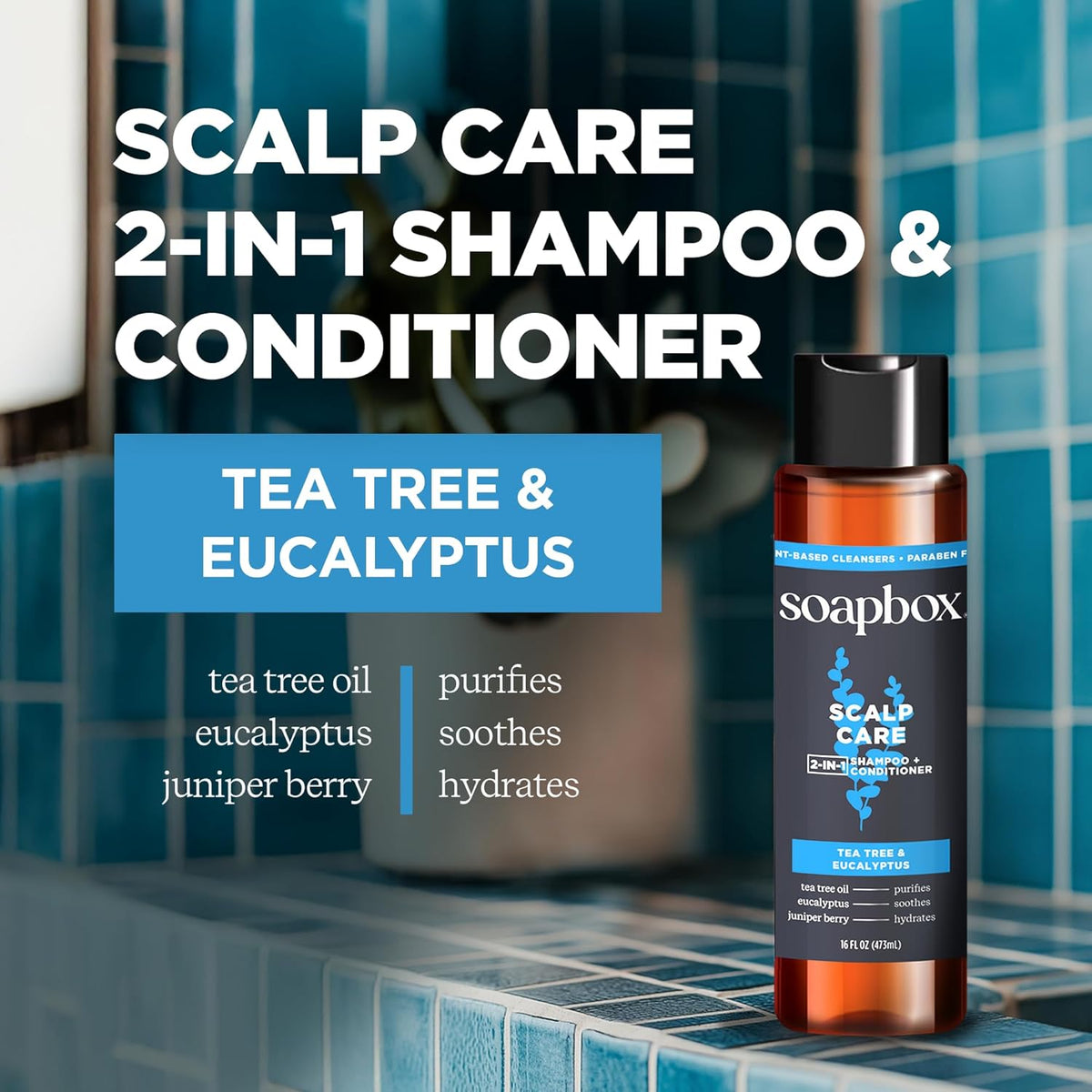 Soapbox Men's Scalp Care 2 in 1 Shampoo and Conditioner For Men, Natural Mens Shampoo and
