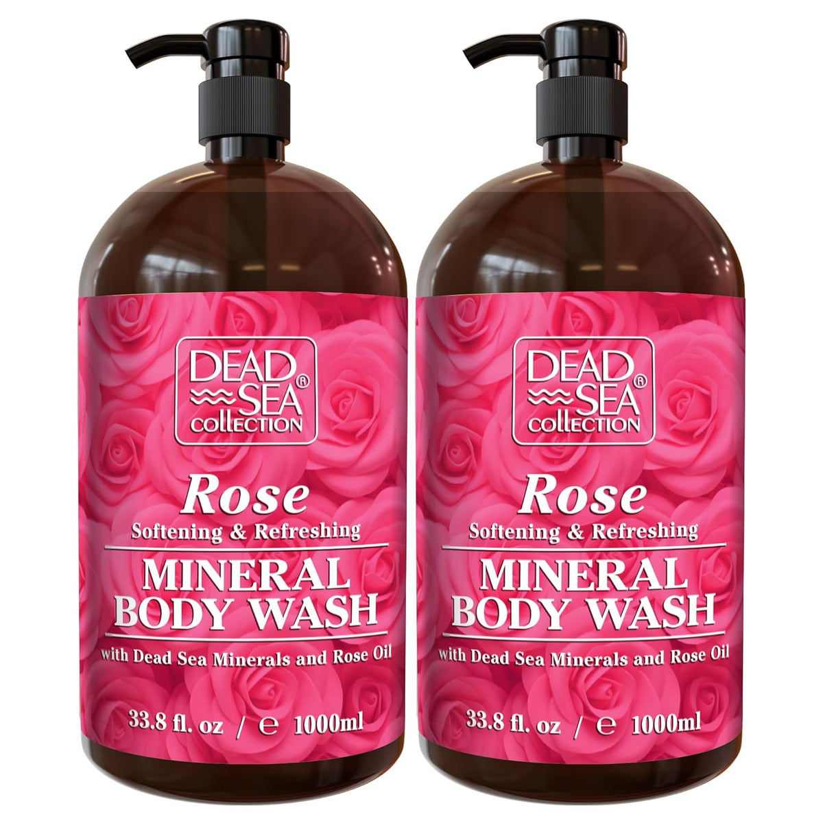 Dead Sea Collection Rose Body Wash for Women and Men - with Pure Dead Sea Minerals and Rose Extract
