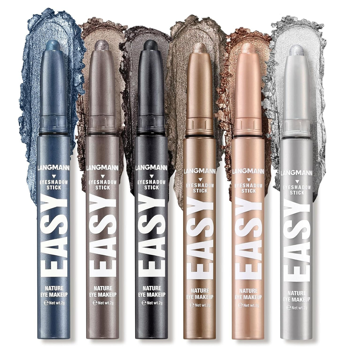 LANGMANNI Eyeshadow Stick, 6 PCS Waterproof Multi-Color Eyeshadow Pen Set, Creamy Long-Lasting Eye