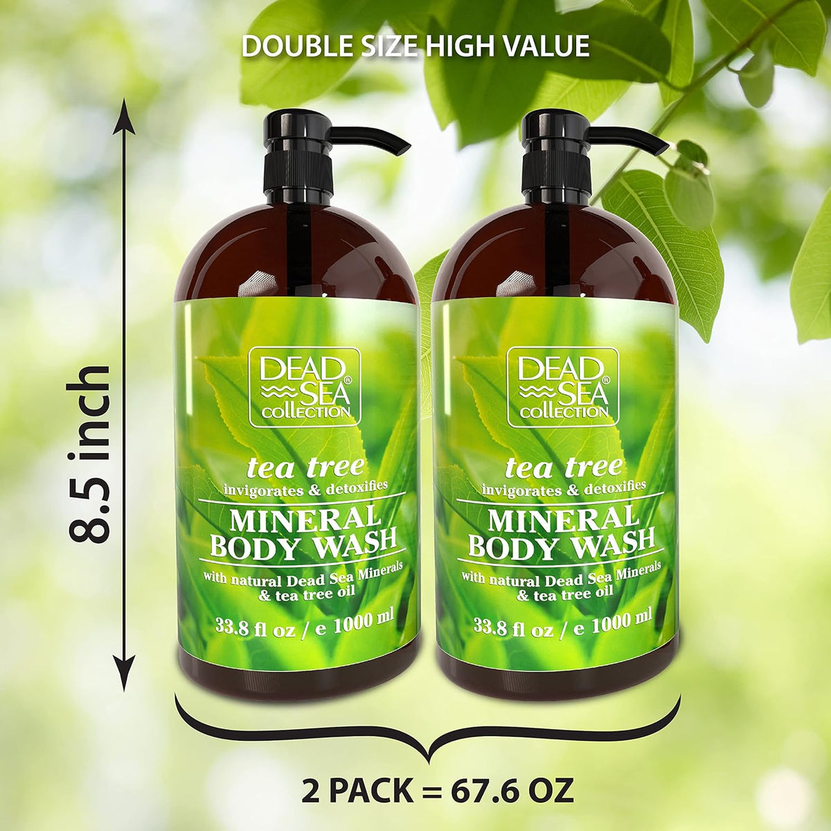 Dead Sea Collection Tea Tree Body Wash for Women and Men - with Pure Dead Sea Minerals and Tea Tree