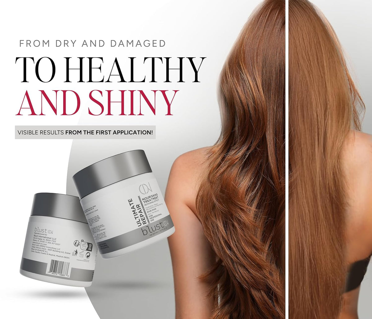 Ultimate Repair Mask with Collagen & Keratin for Damaged Hair - Hydration Deep Treatment for Dry