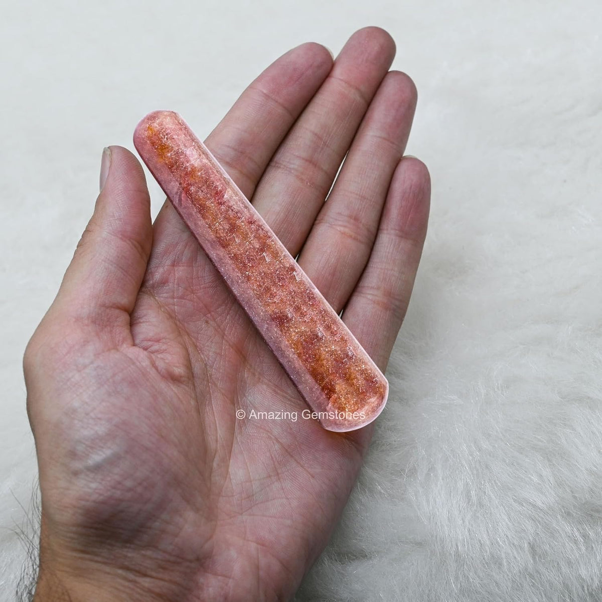 Amazing Gemstone Strawberry Quartz Crystal Wand Massage Stick - Pelvic Wand Gua Sha for Adults