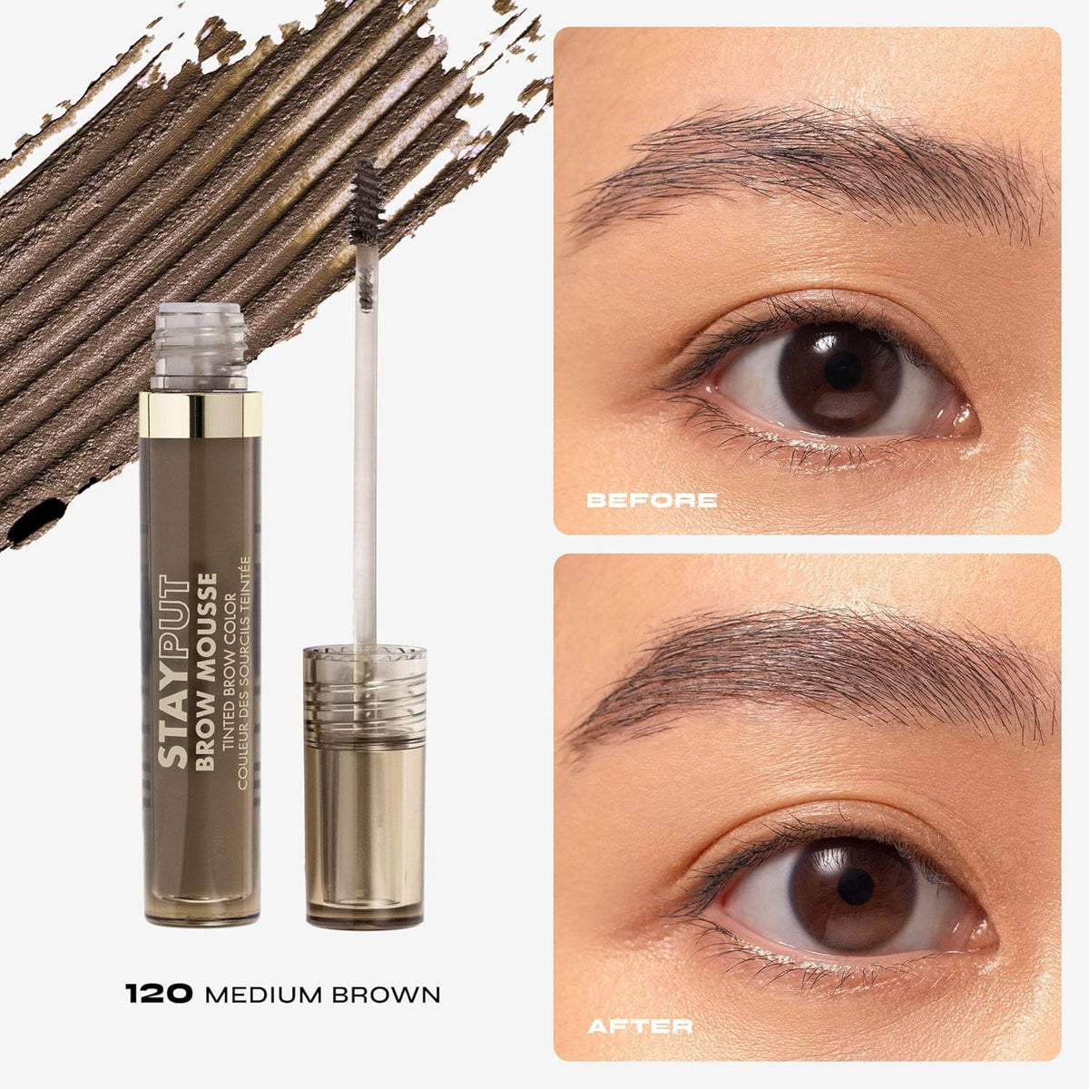 Milani Brow Tint- Stay Put Tinted Brow Mousse, Nourishing, High-Pigment infused with Shea Butter