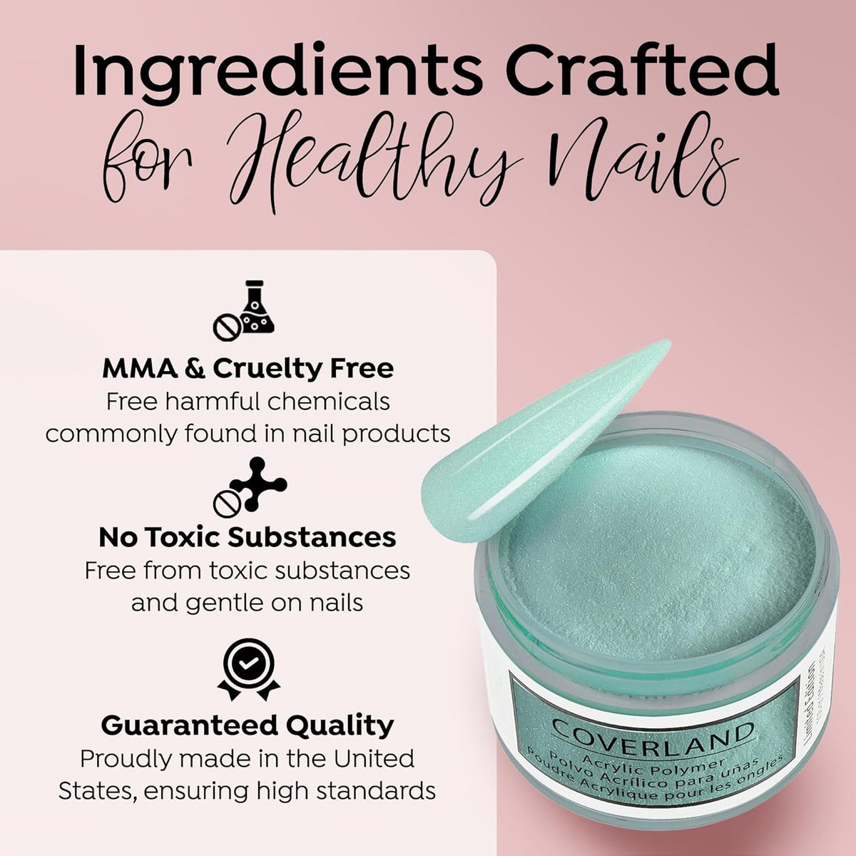 Tones Coverland Acrylic Nail Powder "Aqua Burst" - Limited Edition Acrylic Powder for Nail Design