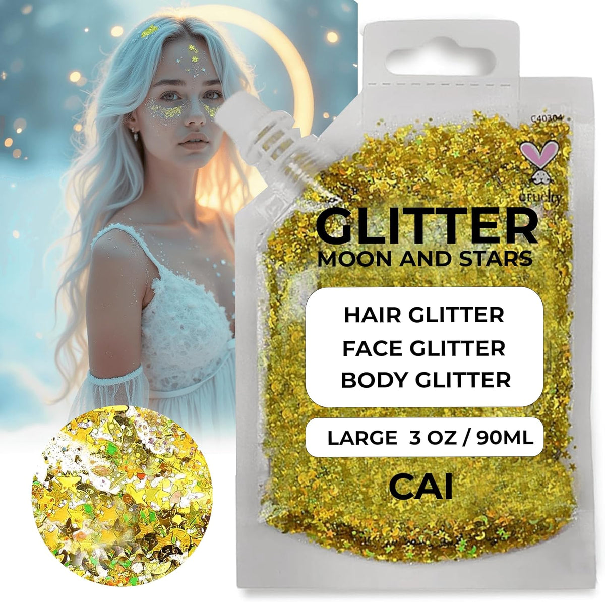 Face, Body & Hair Glitter Gel – Halloween Glitter for Kids and Women – 3 Oz Cosmetic-Grade Gel
