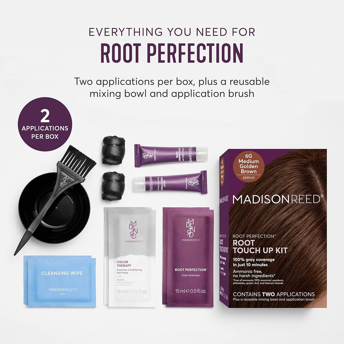 Madison Reed Root Perfection Permanent Root Touch Up, Medium Golden Brown 6G Dervio, 10 Minutes for