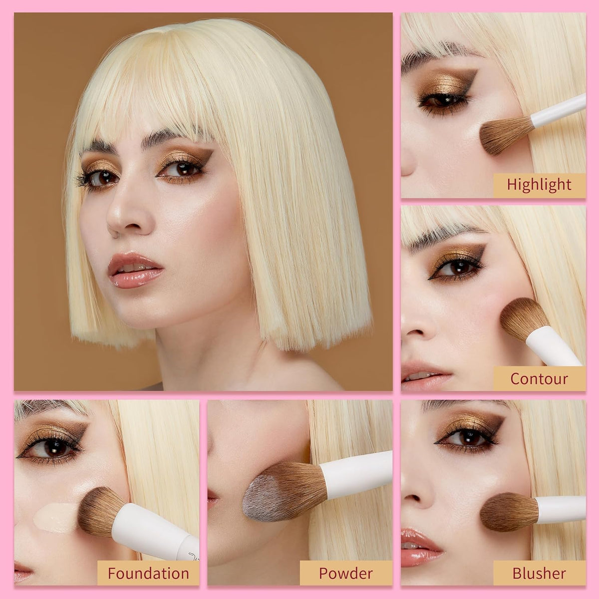 Jessup Makeup Brushes 14Pcs Makeup Brush Set Premium Synthetic Powder Foundation Contour Blush