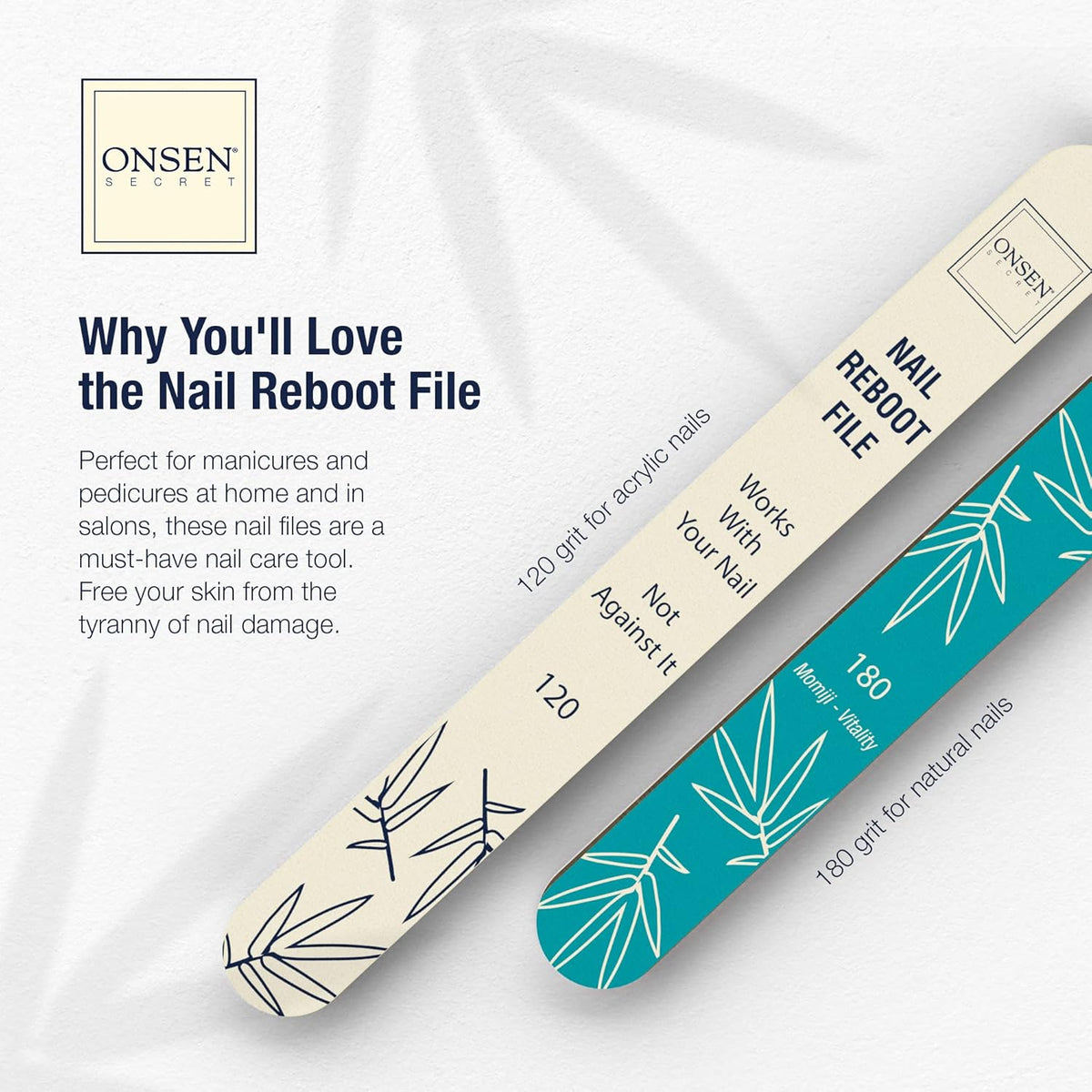 Onsen Secret Cuticle Cream Bundle, Double Sided Nail File 120/180 Grit, Nail Cuticle Oil - Japanese