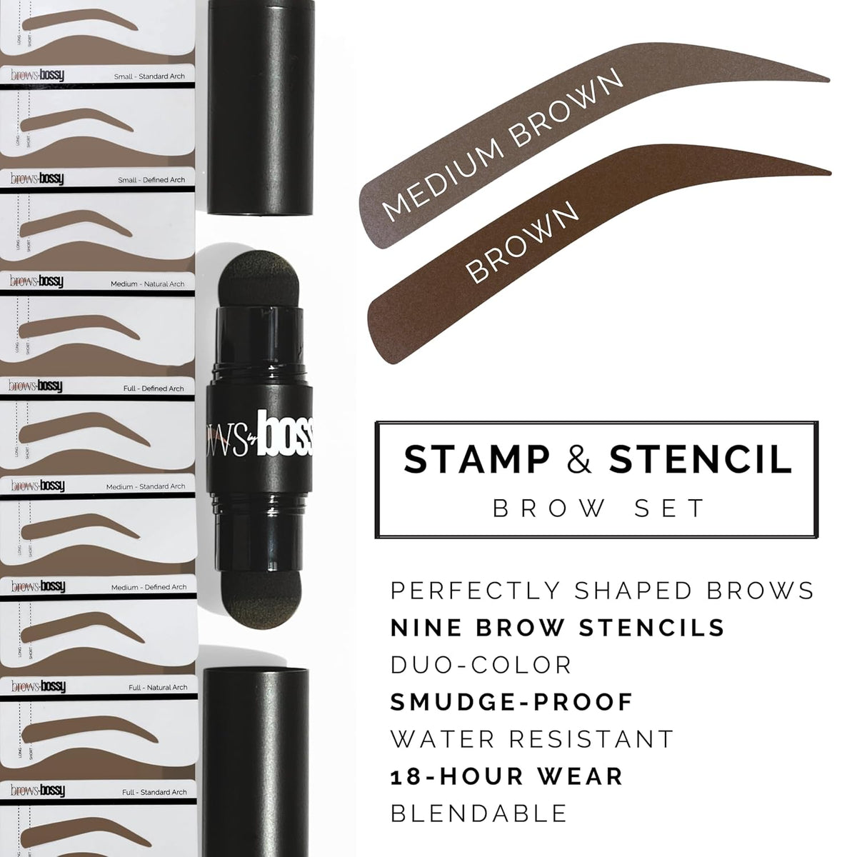 Dual-Color Eyebrow Stamp Stencil Kit with 9 Reusable Eyebrow Stencils for Professional Brow