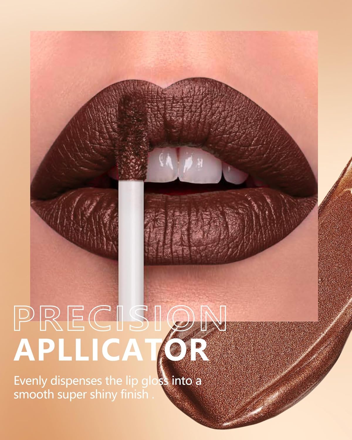 MAKI YIKA Brown Lipstick for Women Metallic Lipsticks Glitter Long Lasting Lipstick No Smudge No