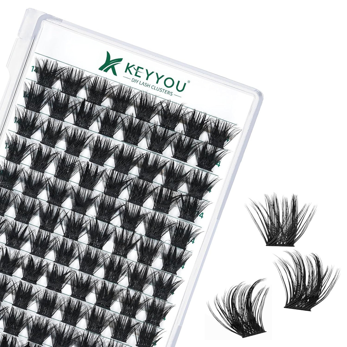 Lash Clusters 96pcs Individual Lashes Y22 D Curl 14mm Eyelash Clusters KEYYOU Volume Wispy Lash