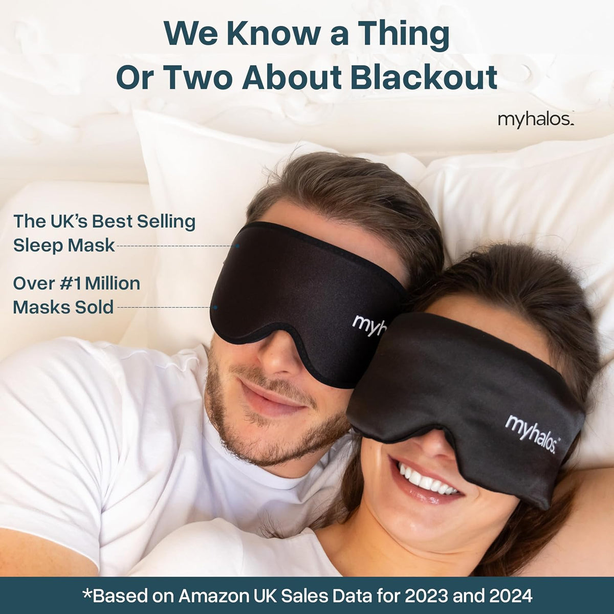 MyHalos 3D Mulberry Silk Sleep Mask for Women & Men with Cups, Blackout - Silk Eye Masks for Sleep