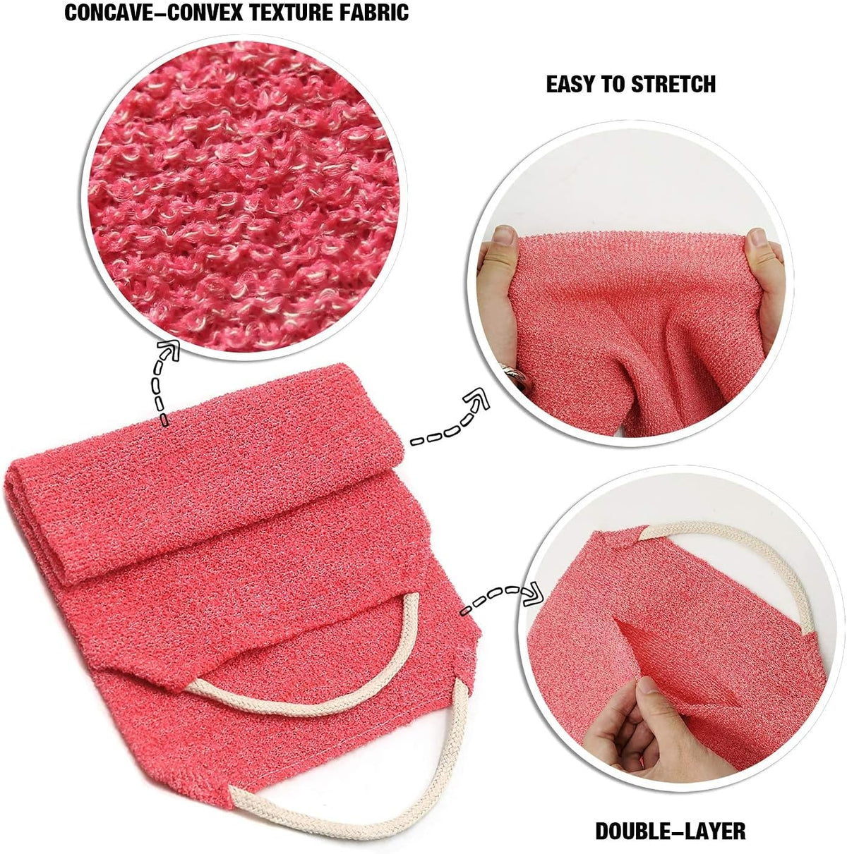 Evridwear Exfoliating Back Scrubber for Shower - Double-Sided Body Scrubber with Handles, Deep