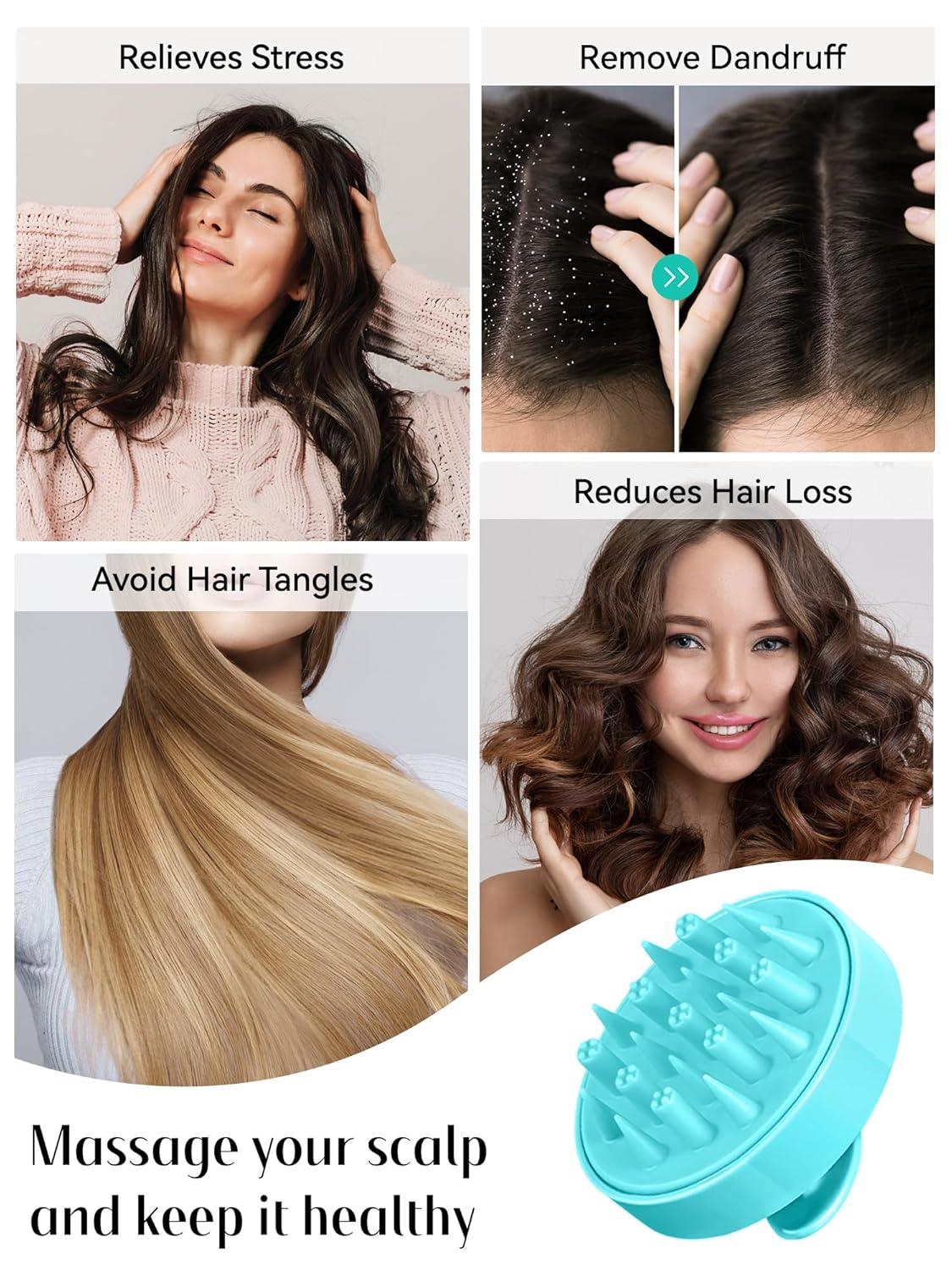 HEETA Hair Scalp Massager for Hair Growth, Shampoo Brush, Scalp Scrubber Exfoliator with Soft