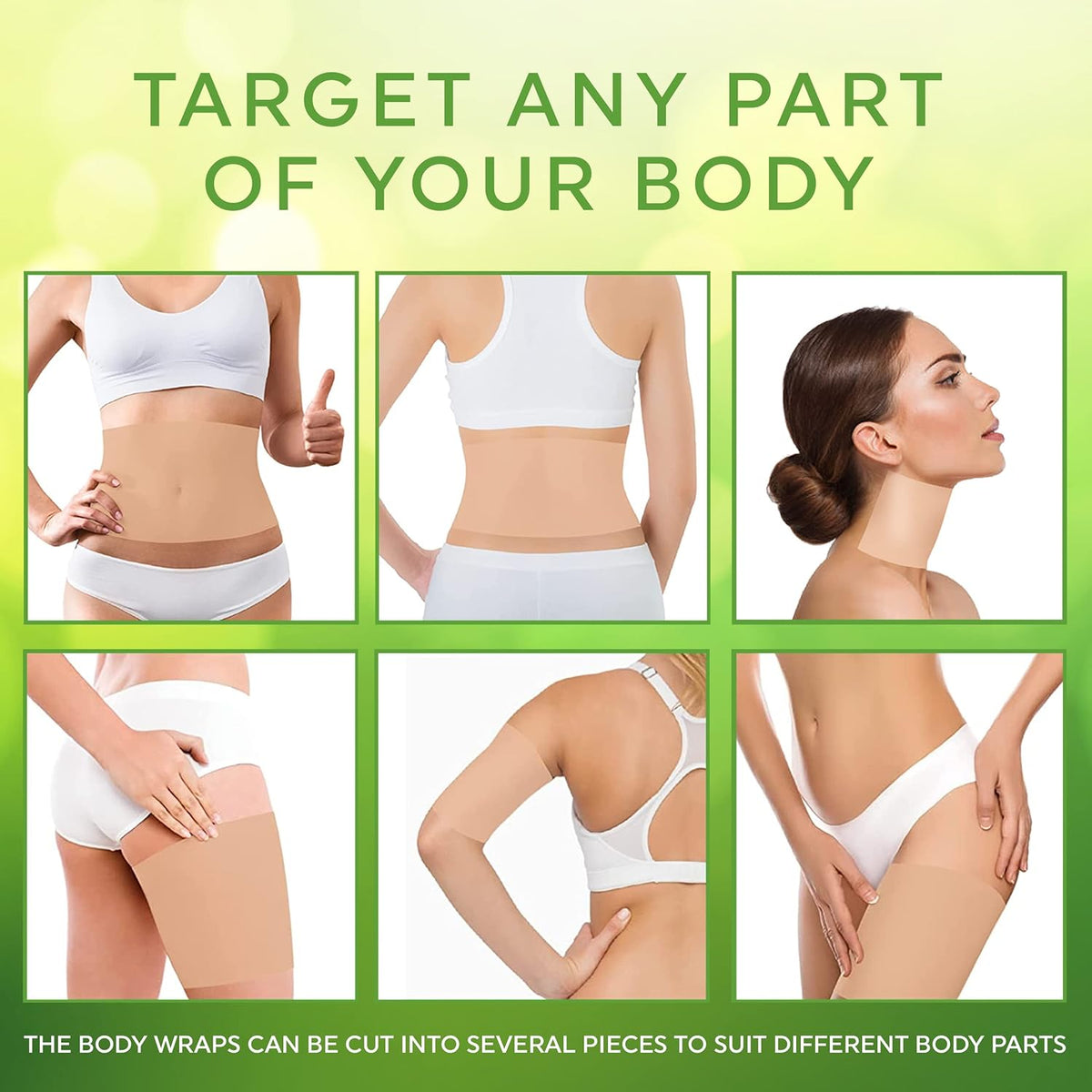 Tummy Body Wrap with Guarana, Green Tea, Seaweed Wraps Works for Stomach, Belly, Legs, Arms Abdomen