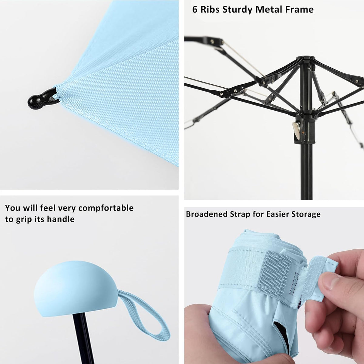BAODINI Travel Essentials Mini Umbrella for Purse With Case Small Compact UV Sun Protection