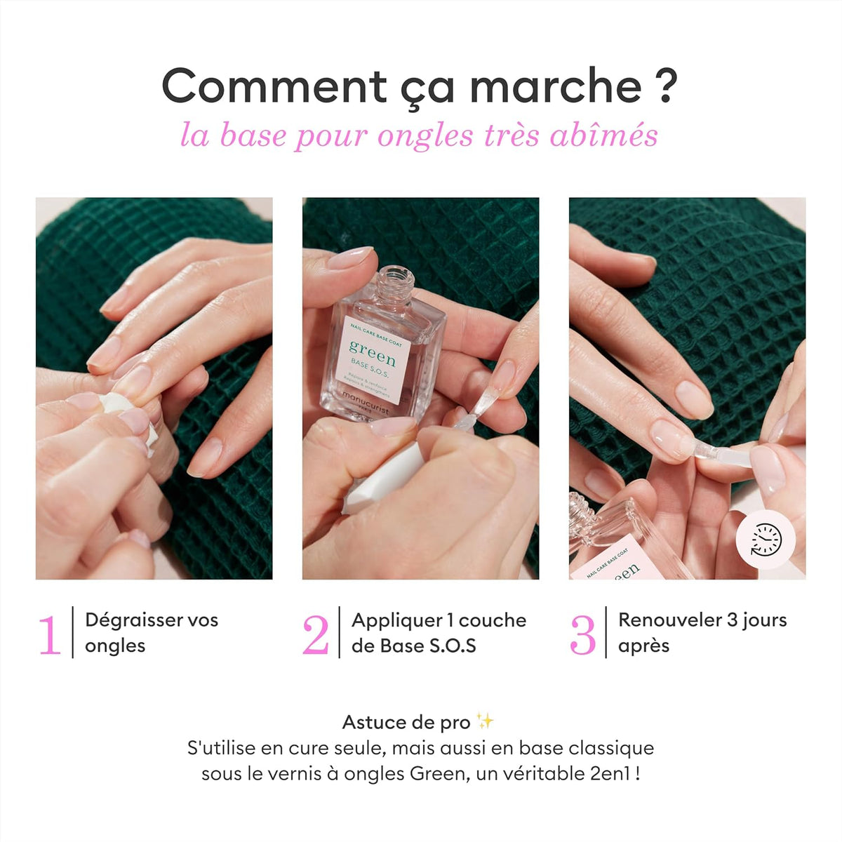 MANUCURIST - S.O.S. Base Coat - Enriched with Vitamins C and B5 - Nail Fortifier - Repairs and