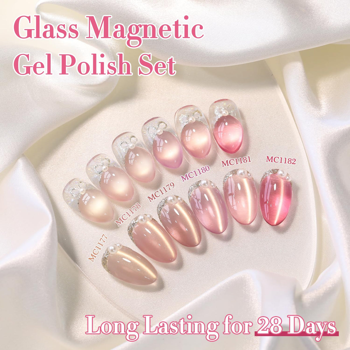 Double Rhythm Cat Eye Gel Nail Polish Set of 6 Same Color Same Bottle 0.5 Oz Shimmer Glitter with