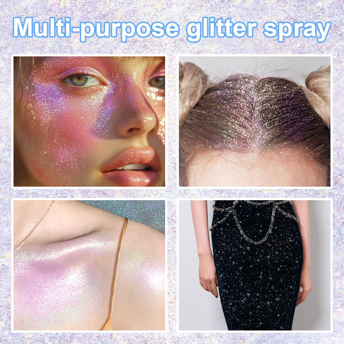 Hair and Body Glitter Spray, 1PC Hair Glitter Extra Fine Face Shimmer Powder for Clothes, Festival