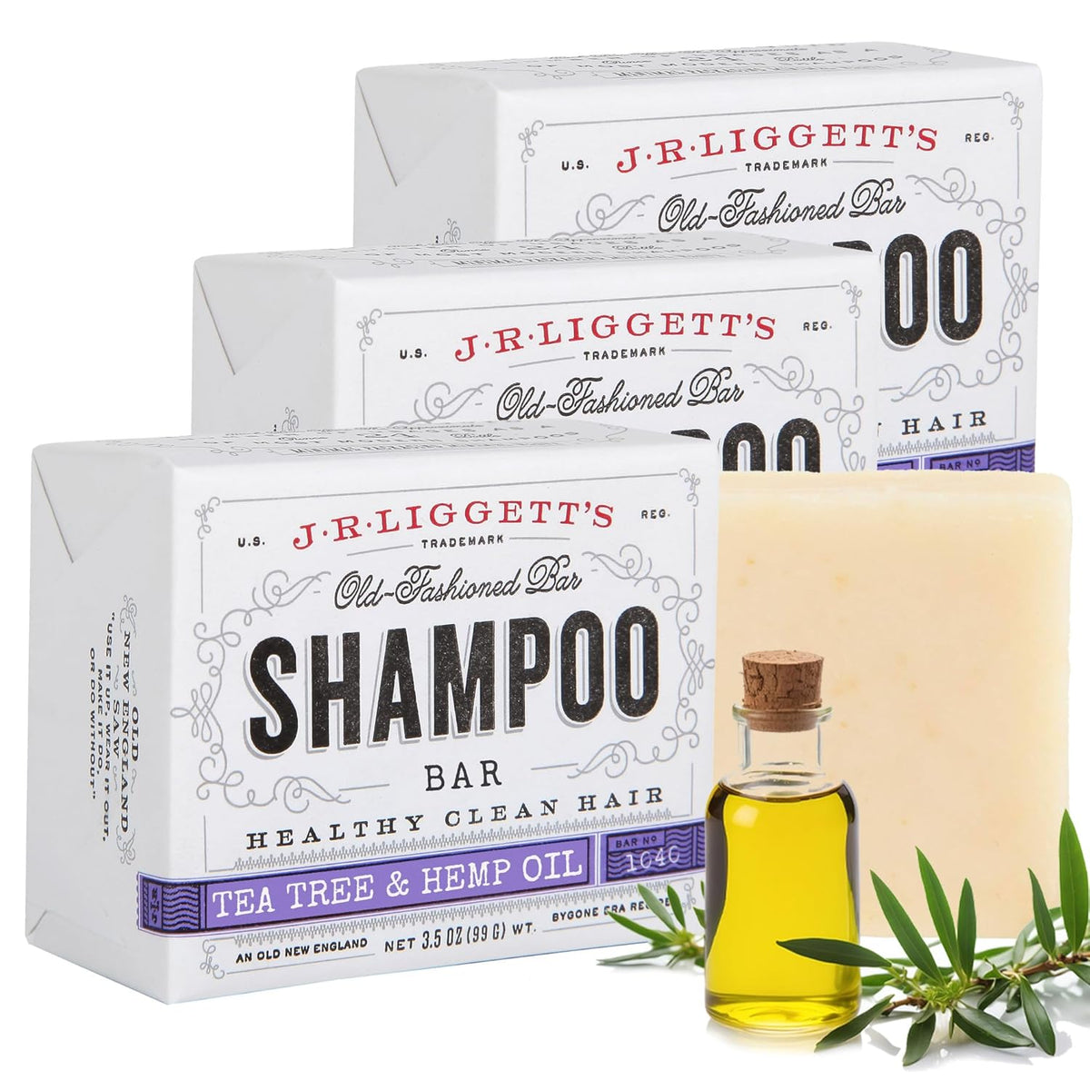 J·R·LIGGETT'S Shampoo Bar - Tea Tree Formula, All Natural Solid Shampoo Bar for Hair with Coconut