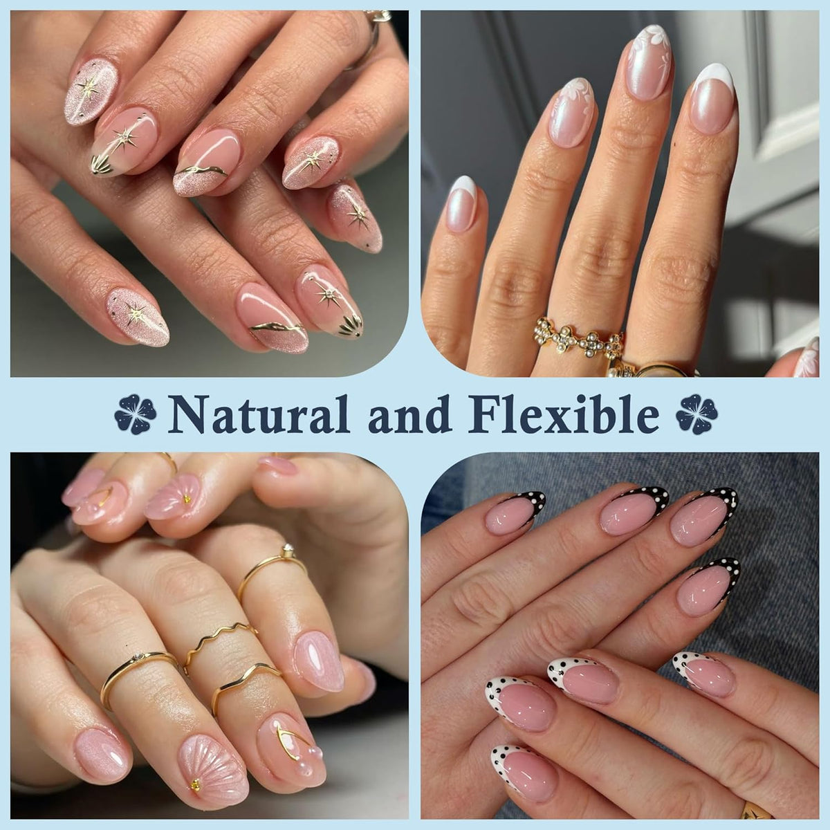 Extra Short Almond Fake Nails, 504pcs Soft Gel Pre-Shaped Acrylic Nail Tips, Half Matte Full Cover