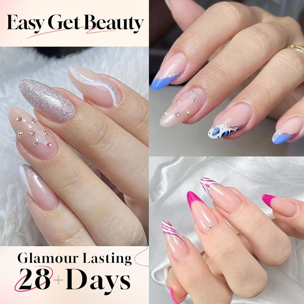 UNA GELLA Medium Almond Gel Nail Tips: Full Matte Almond Shape Nail Tips Half Cover 216pcs Medium