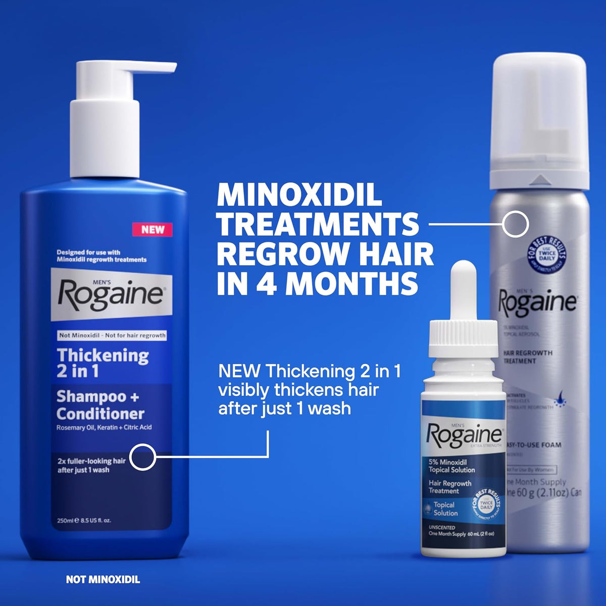 Men’s Rogaine 5% Minoxidil for Men Foam, Clinically Proven Regrowth for Thinning Hair, Topical Hair