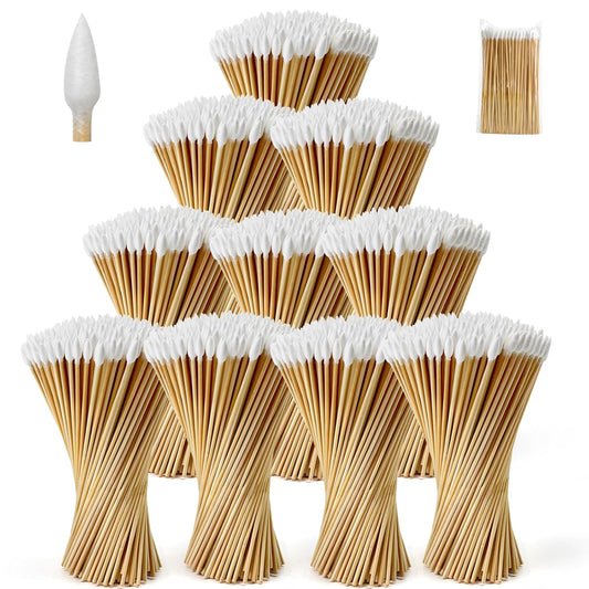 1000 PCS 6-Inch Precision Gun Cleaning Swabs - Lint-Free Bamboo-Handle Cotton Swabs for Gun