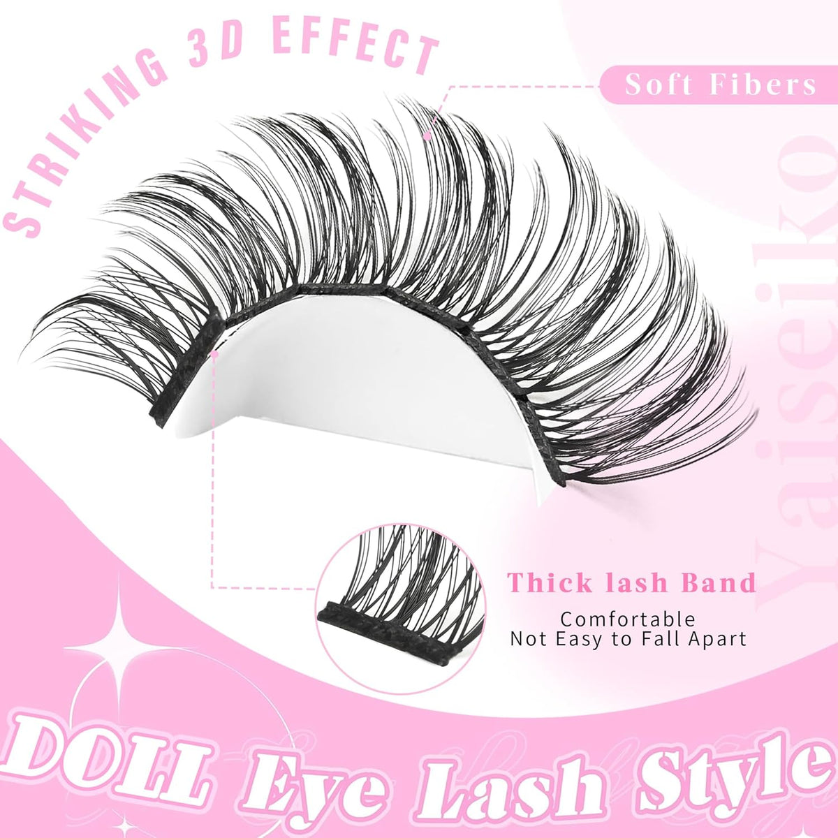 Manga Lash Clusters Eyelash Extensions Wispy Anime Eyelash Clusters Lash Extension 60pcs 8-16MM D