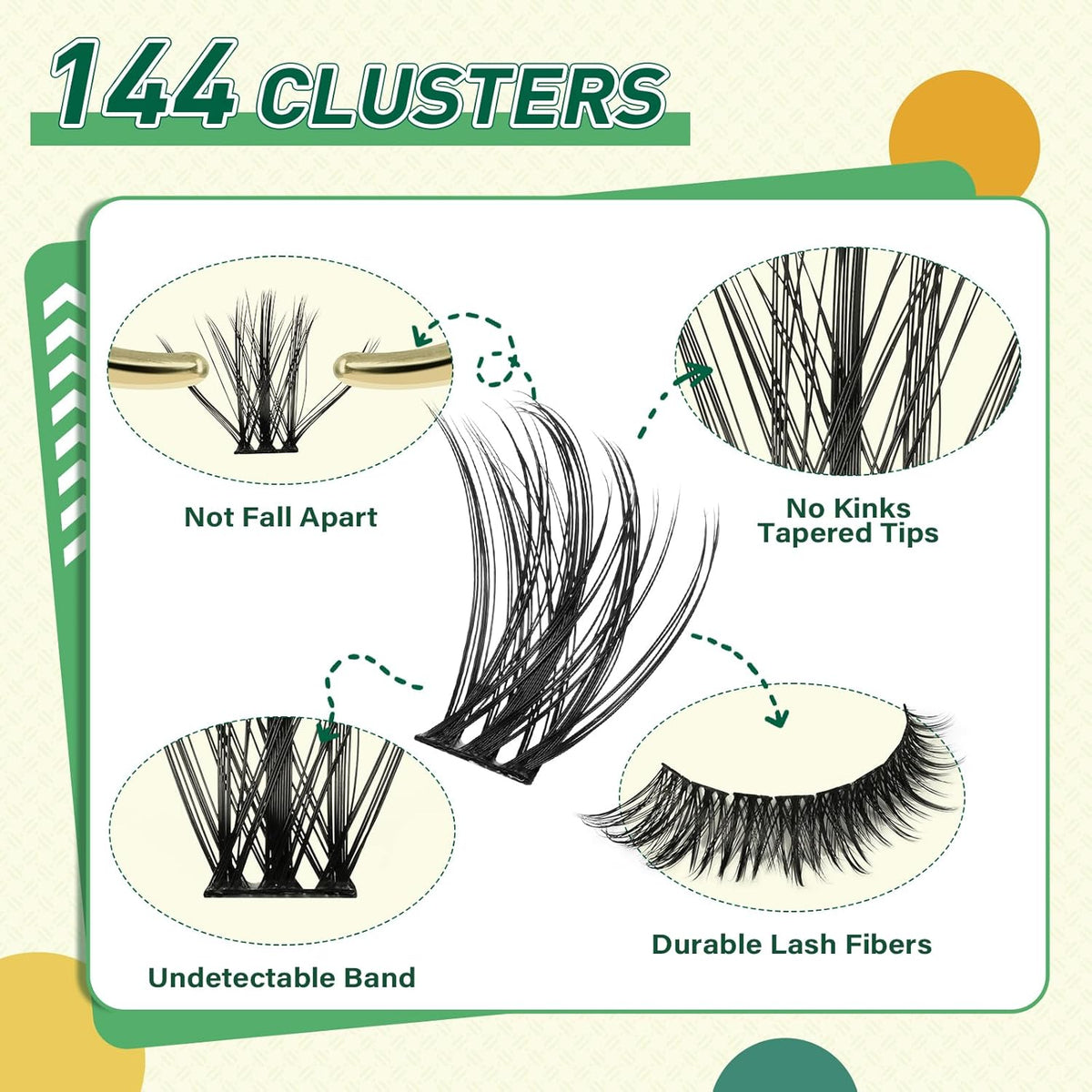 DIY Lash Extension Kit KEYYOU 144pcs Lash Clusters Eyelash Extension Kit with Mascara Brush Bond