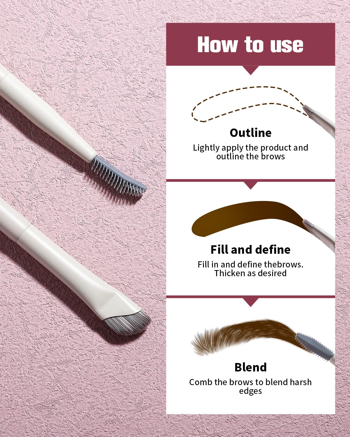 EIGSHOW Dual-Ended Precision Eyebrow Brush and Comb for Eyeliner Lining, Sculpting Brows