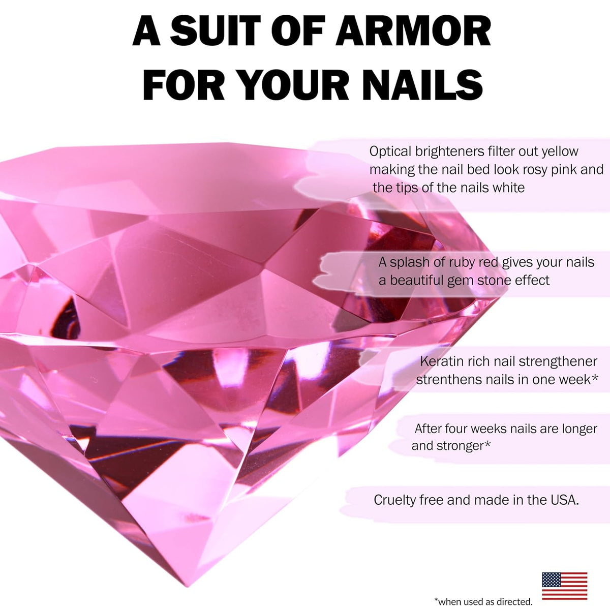 Perfect Formula Ruby Pink Gel Coat - Nail Strengthener, Keratin Nail Treatment, Gemstone Pink Gel