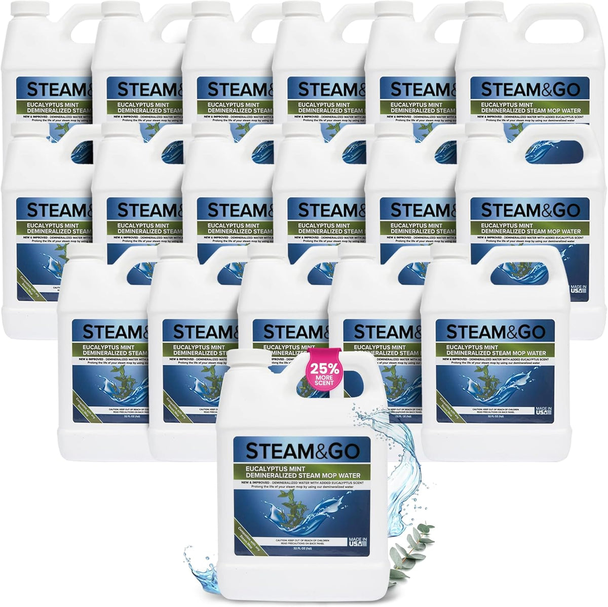 Steam & Go Demineralized Water for Steam Cleaner, PVC-Free Floor Cleaner Liquid Compatible With Any