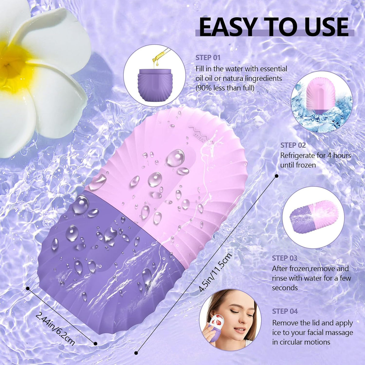 Ice Roller for Face and Eye, Silicone Ice Facial Roller Ice Holder, Face Ice Mold Skin Care, Face