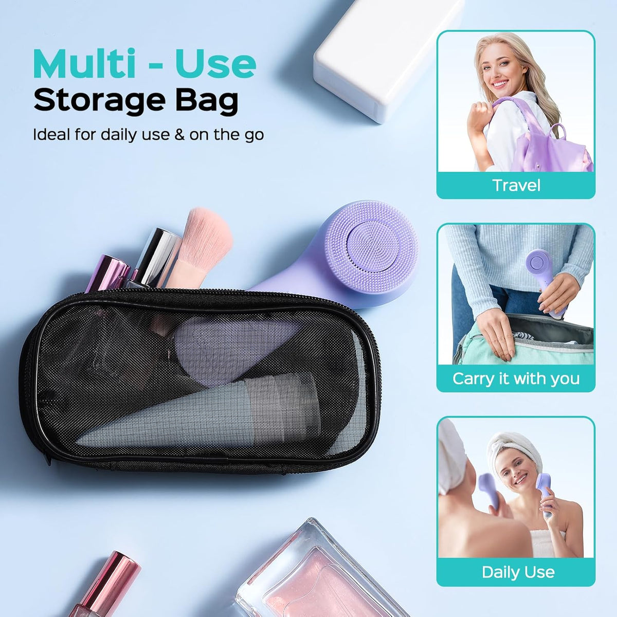 COSLUS Face Scrubber Facial Cleansing Brush: 2 in 1 Spin and Vibration Patented Tech, Silicone