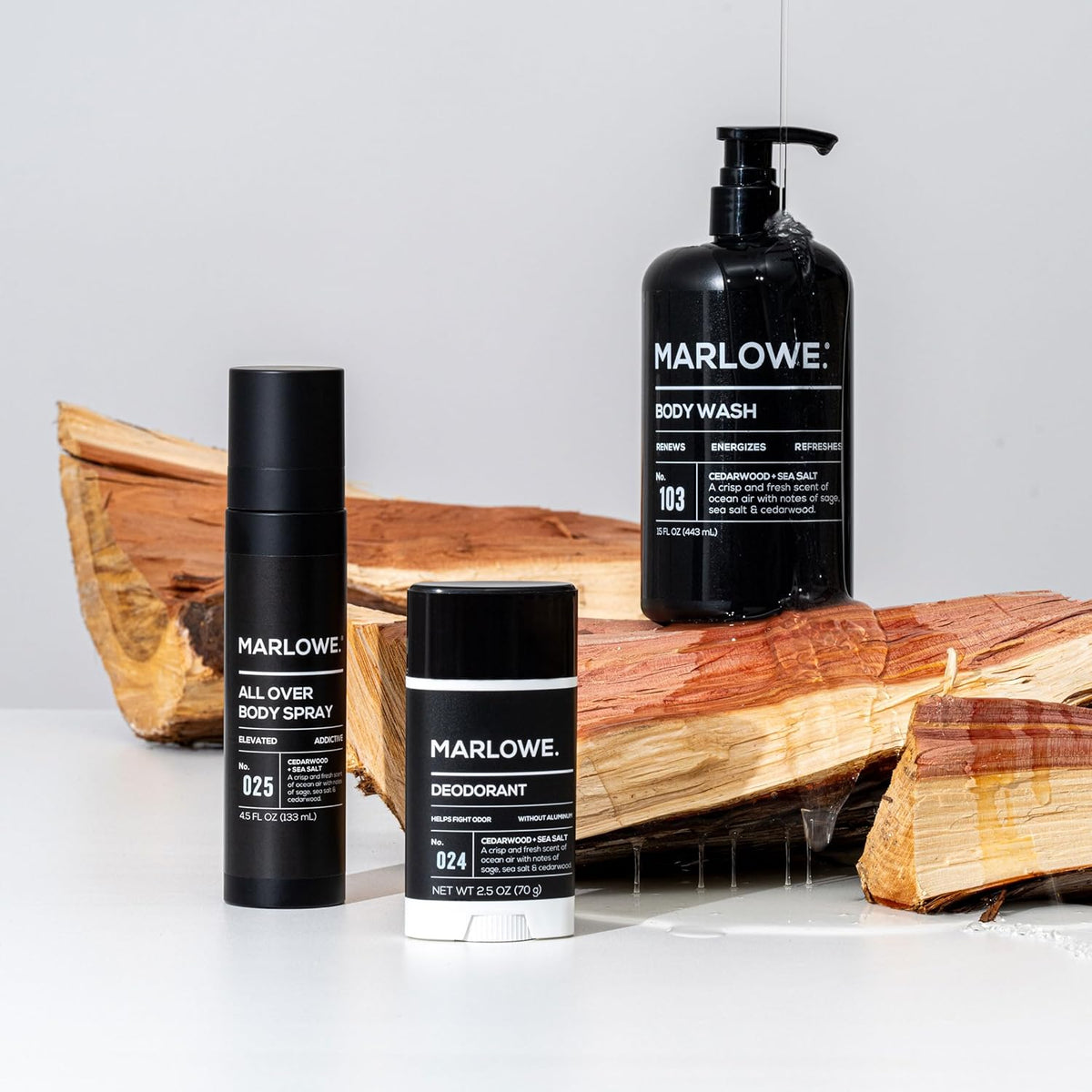 MARLOWE. No. 103 Body Wash 15 oz Pump, Cedarwood + Sea Salt, Energizing & Refreshing Shower Gel
