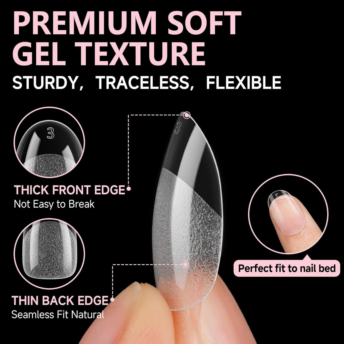 UNA GELLA Oval Round Nail Tips Half Matte 504pcs Short Oval Round Gel Nail Tips Easily Nail