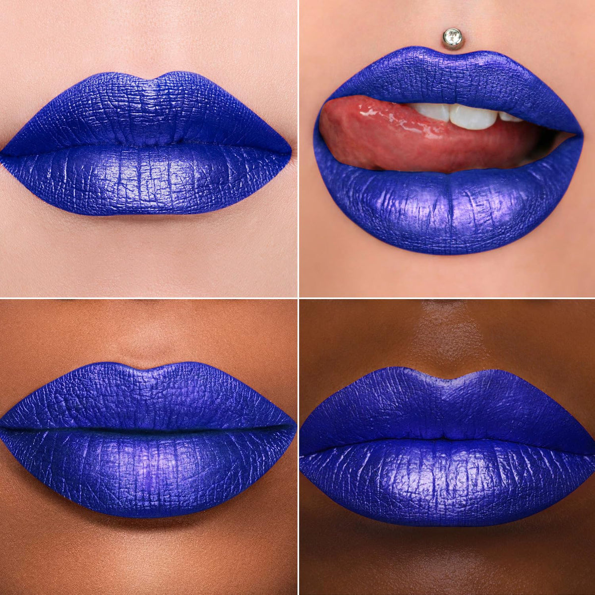 MAKI YIKA Blue Lipstick for Women Metallic Lipsticks Glitter Long Lasting Lipstick No Smudge No